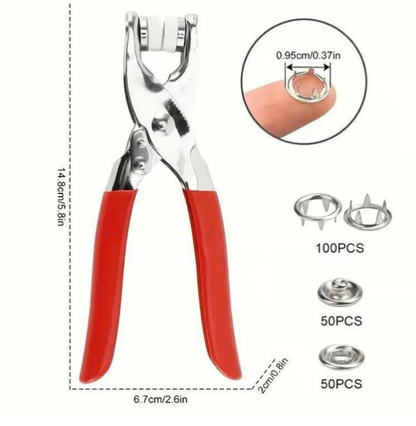 🧵 Sewing Kit with 100pcs Metal Buttons – Manual Pliers Tool Included