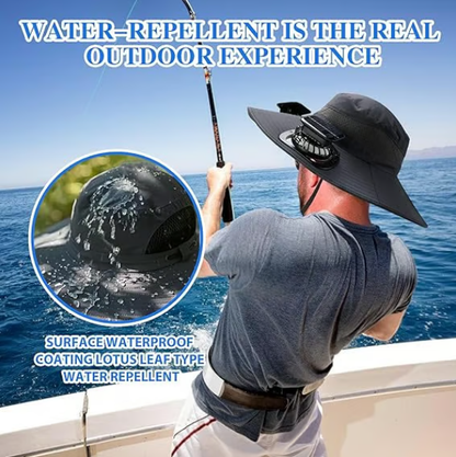 🔥Double fan Wide Brim Solar Fan Outdoor Fishing Hat-Solar & USB Charging