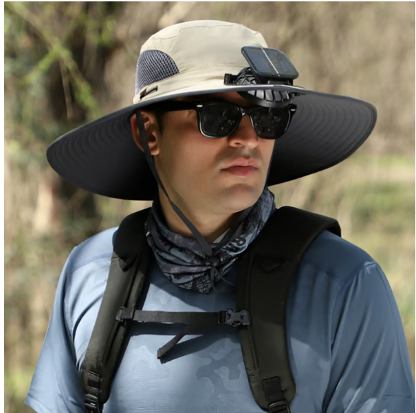 🔥Double fan Wide Brim Solar Fan Outdoor Fishing Hat-Solar & USB Charging