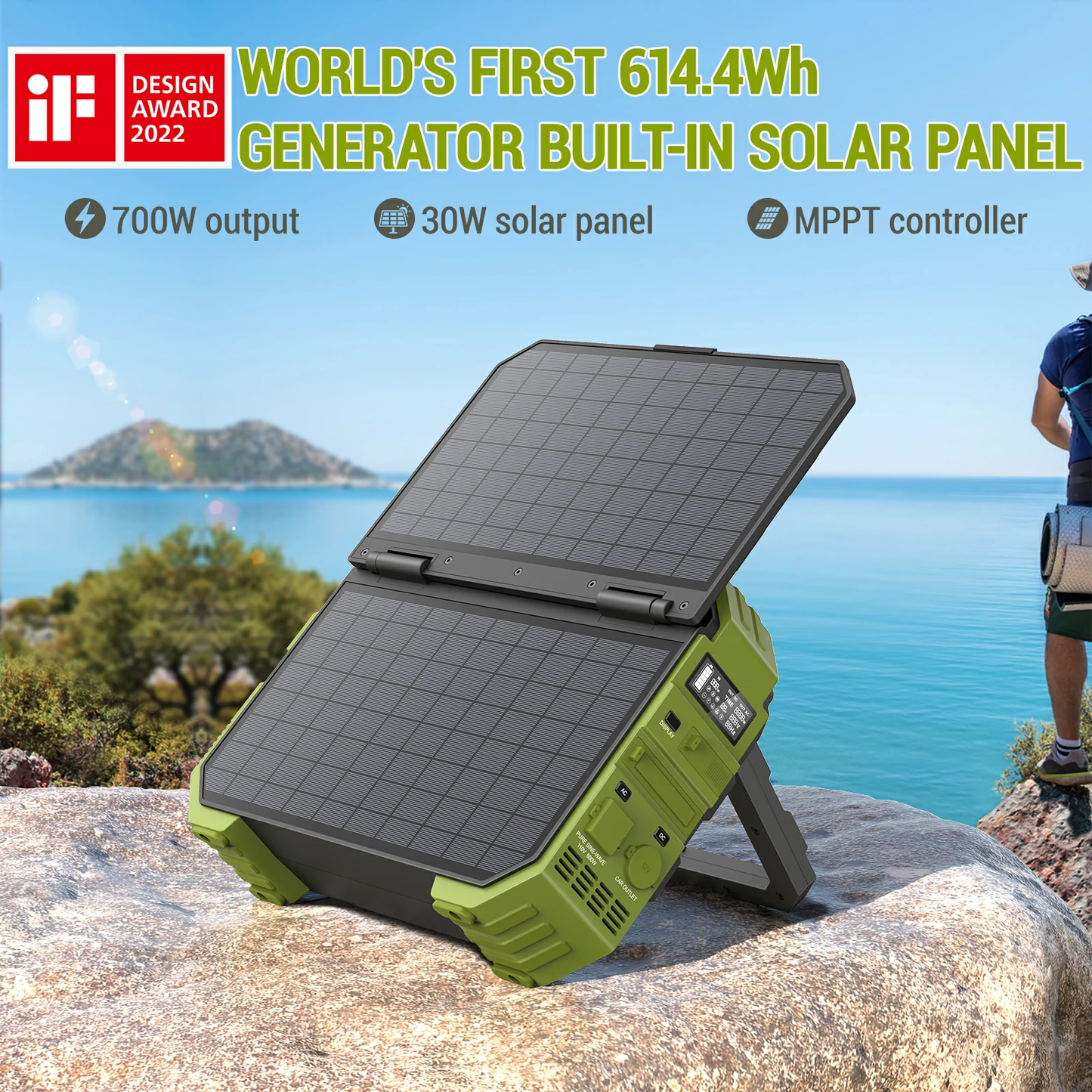 💥Portable Power Station with Built-in Solar Panel