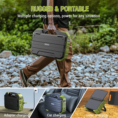 💥Portable Power Station with Built-in Solar Panel