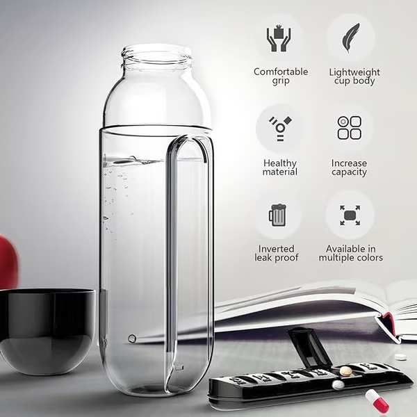Water Bottle Two-in-One Water Cup 7 Days Pill Box 7 Grid Outdoor Portable Multi-Functional