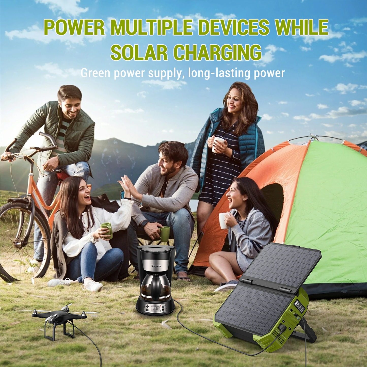 💥Portable Power Station with Built-in Solar Panel